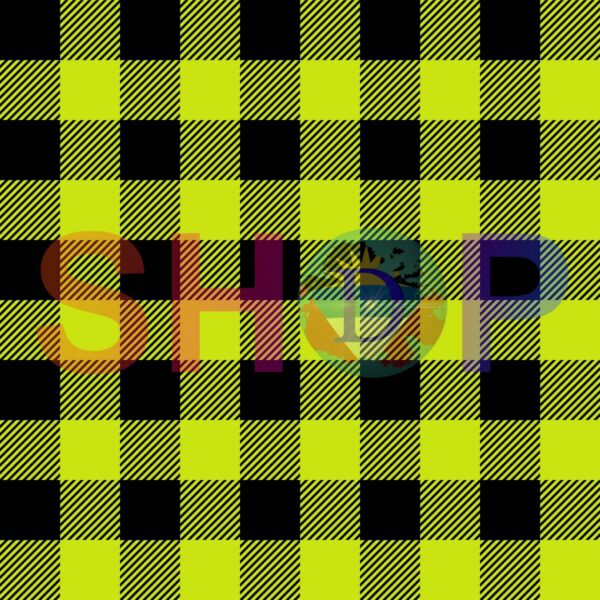 Plaid Black Neon Green Buffalo