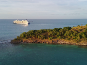 Deep Bay Panoramic View Of Ship Leaving Harbour