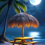 Night On Beach Dimly Lit Moon