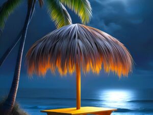 Night On Beach Dimly Lit Moon