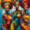 Trio African Women in Abstract Art 1