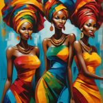 Trio African Women in Abstract Art 1