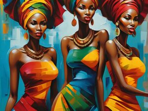 Trio African Women in Abstract Art 1