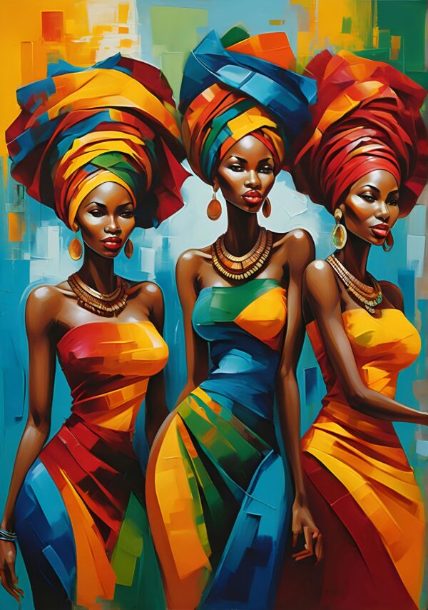 Trio African Women in Abstract Art 1